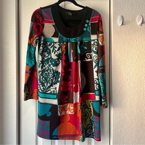 Radzoli Black Patchwork Boho Long Sleeve Dress